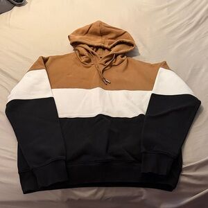 Denim & Flower Color Block Hoodie